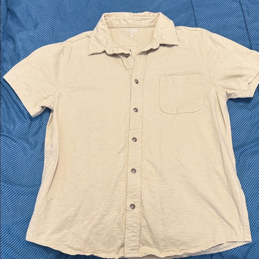 2 Men's Beige/Cream Short Sleeve Shirts